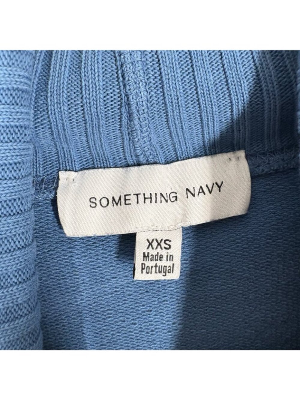 Something Navy Women XXS Blue Cotton Oversized Boxy Turtleneck Sweatshirt - Picture 6 of 8
